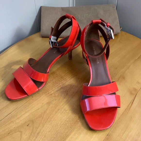 Donald J. Pliner Shoes - Donald J. Pliner "Margi" sandal kitten heel orange patent leather Size 8.5M GUC